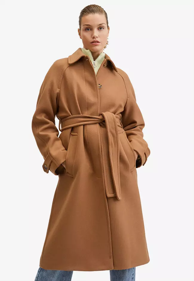 mango tie belt coat