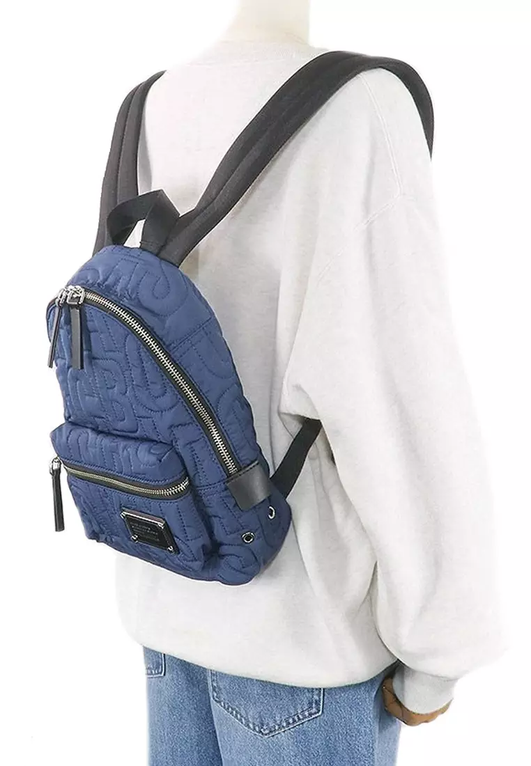 Nylon Jumbled Logo Workwear Small Backpack Bag in Azure Blue 4S4HBP002H02