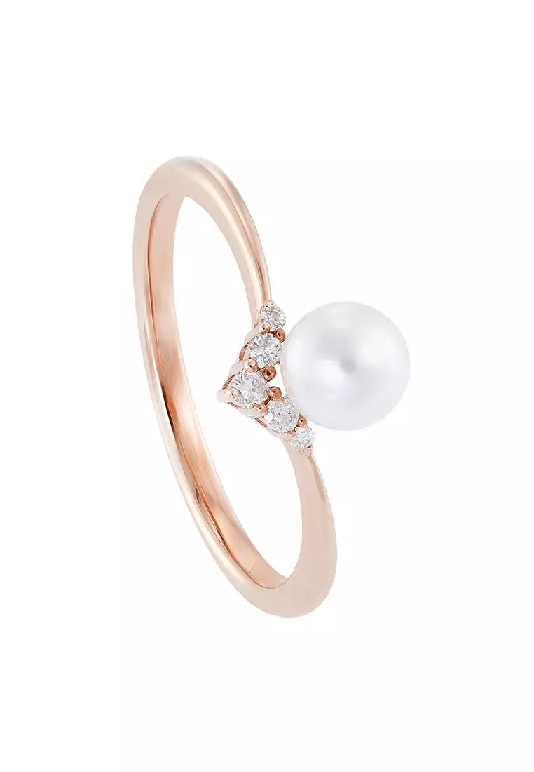 Gold pearl and diamond ring hot sale