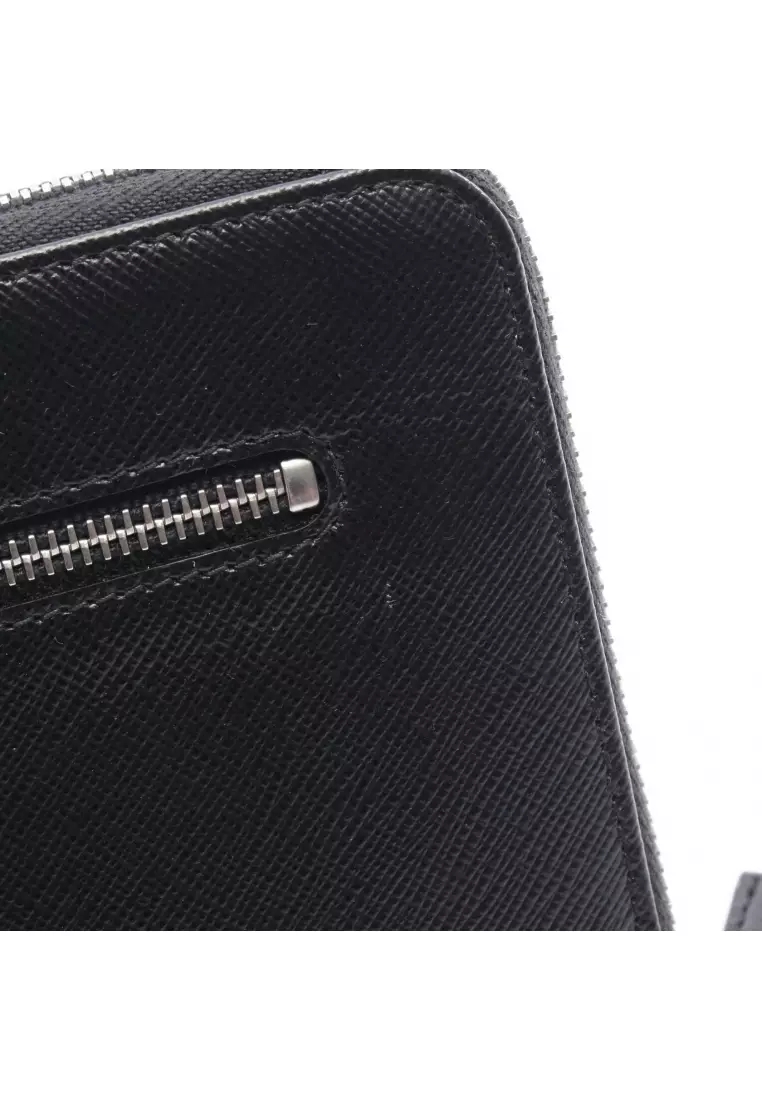 Pre-Loved Prada SAFFIANO 1 round zipper long wallet Saffiano leather black