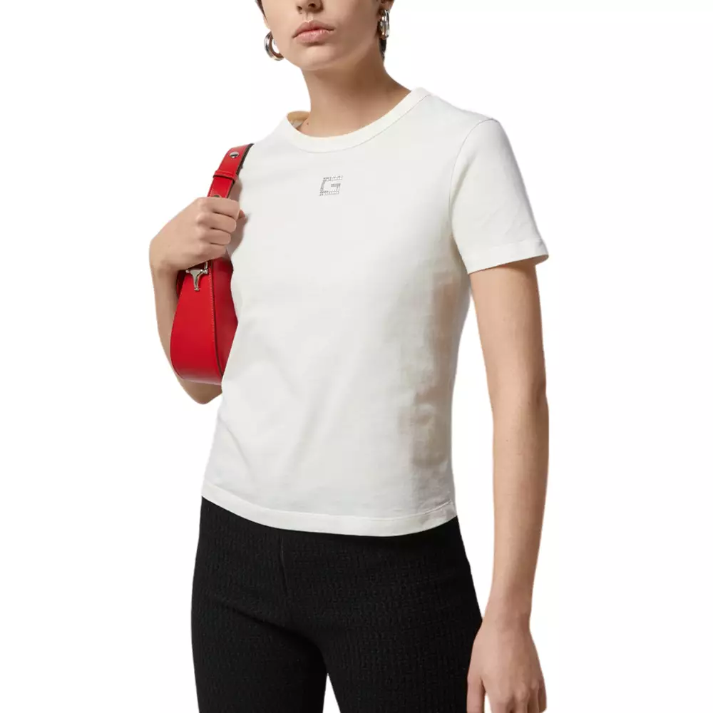 [4.4PRIL KEJUTAN HARGA] Cotton Jersey T-Shirt with Crystal G White