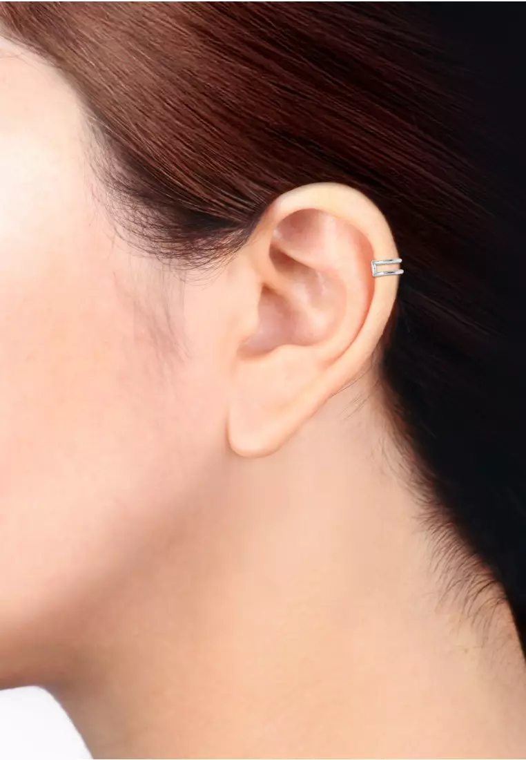 Anting Perhiasan Perak 925 Wanita Ear Cuff Geo Basic Minimalist