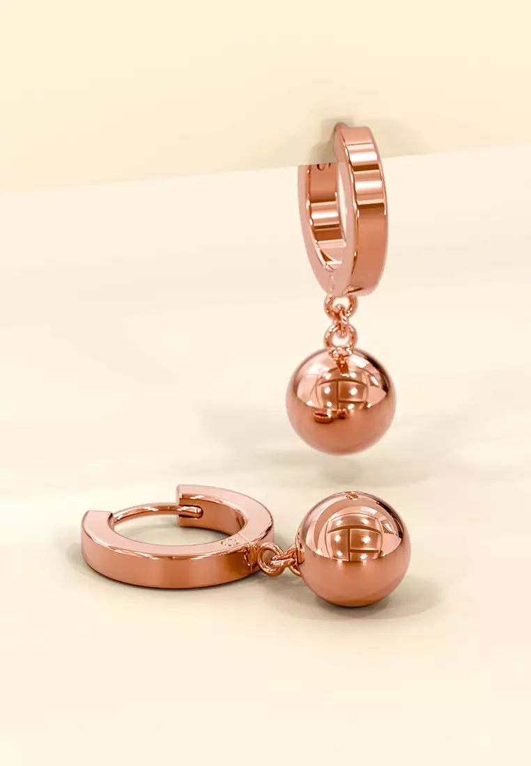 Brilliant Ball Huggies Earrings/Rose Gold