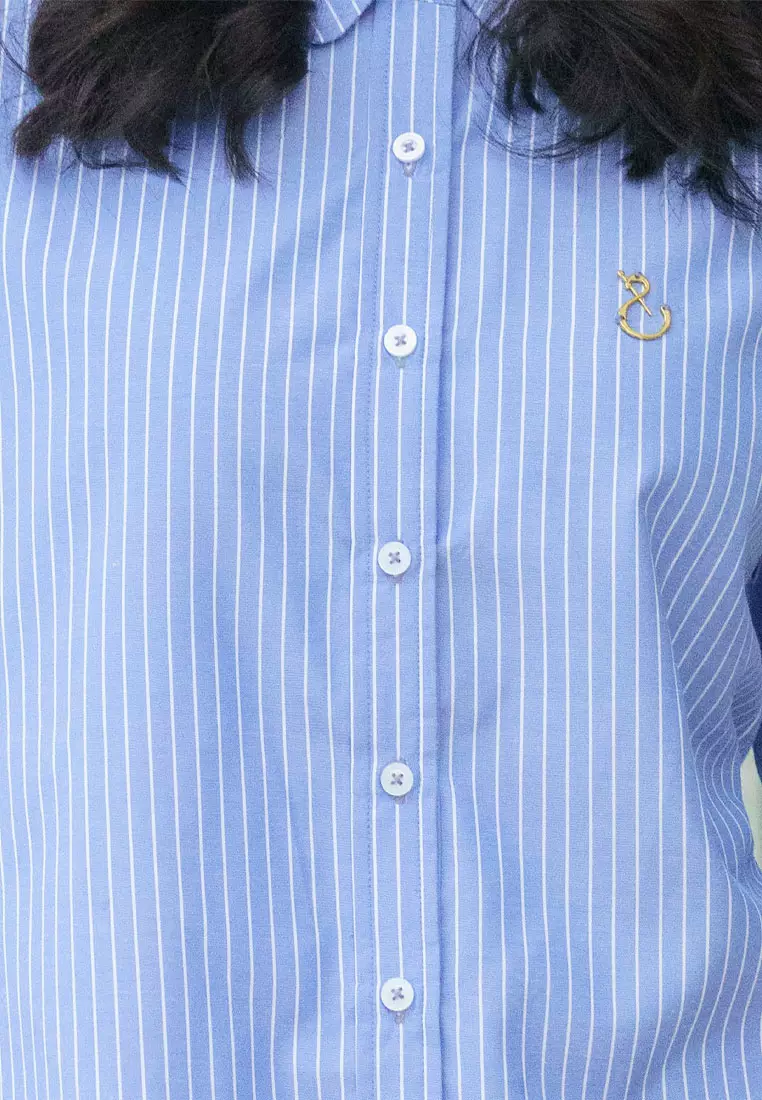 Jenna and Kaia - Athaya Top Stripe Blue - Kemeja Wanita Lengan Panjang