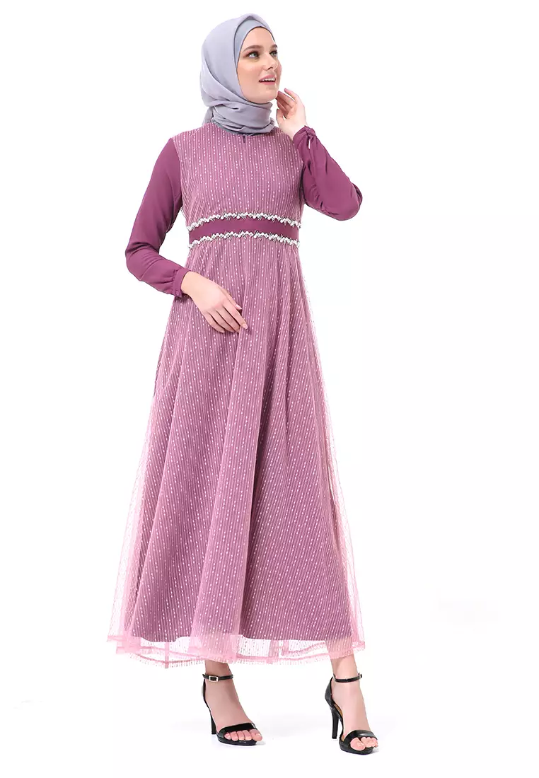 Oriza Long Dress Wanita High Quality Premium - Murlberry
