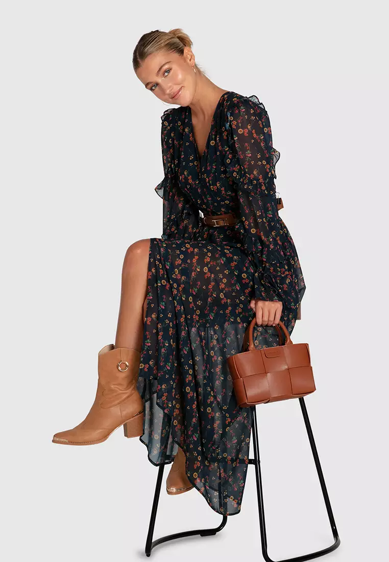 Belle & Bloom Come As You Are Floral Maxi Dress  in Navy