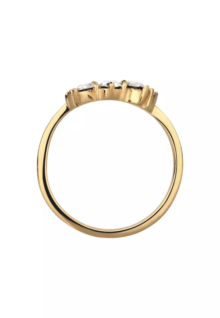 Buy ELLI GERMANY Sparkling Swarovski® Crystals Crown Ring – Gold-Plated ...