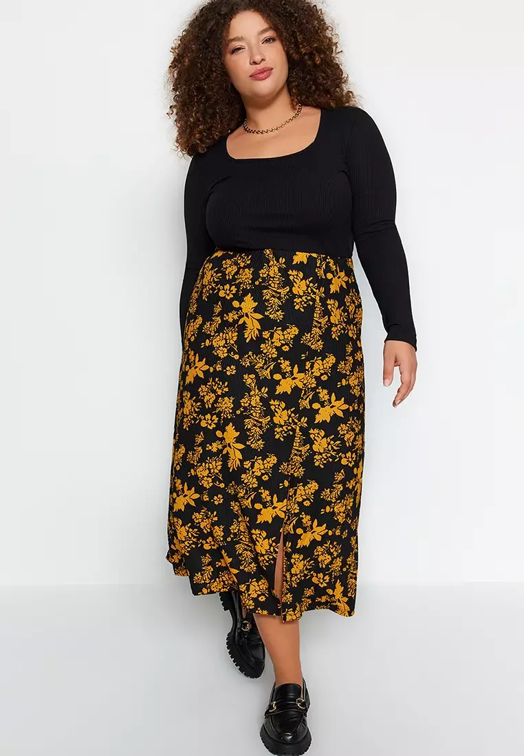 Plus size floral skirts best sale