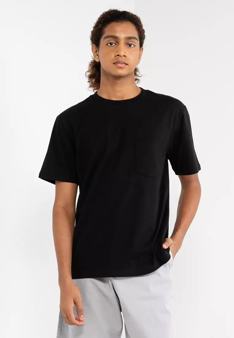 Black t shirt top with pocket