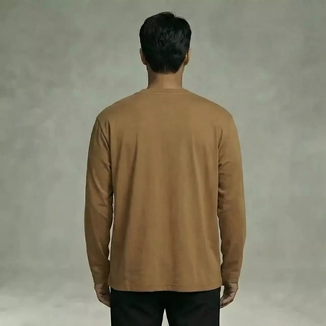 THIRDDAY Kaos Koko Tangan Panjang Piped Lis 240gsm Cotton Hybrid Coklat Khaki MTZ13