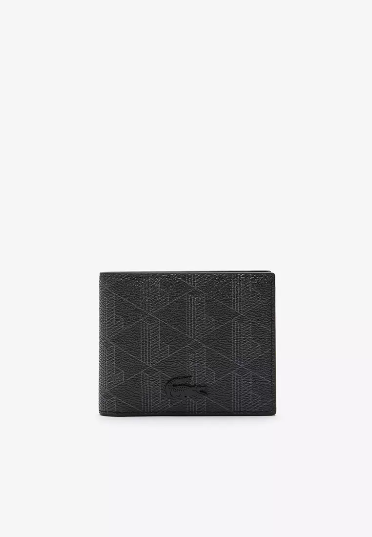 Lacoste - Men's The Blend Small Monogram Canvas Wallet - Black