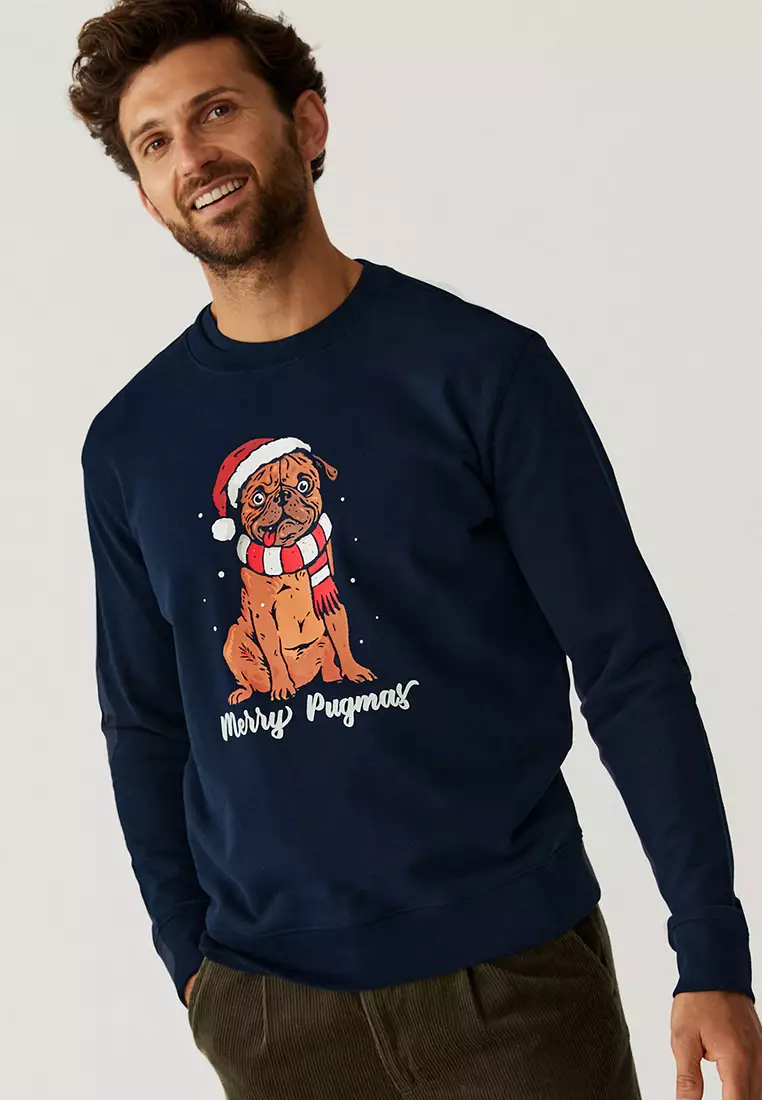 Pure Cotton Pug Christmas Sweatshirt