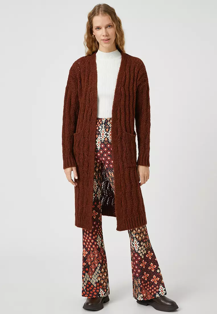 Long Knitted Cardigan Pocket