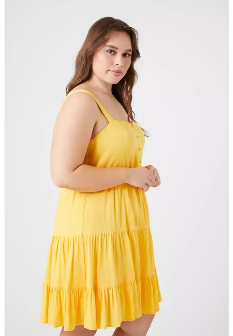 Yellow summer cheap dress plus size