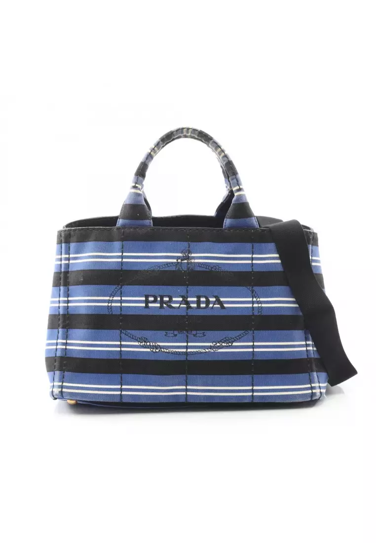 Prada Pre-Loved Prada CANAPA Kanapa Handbag tote bag Stripes 