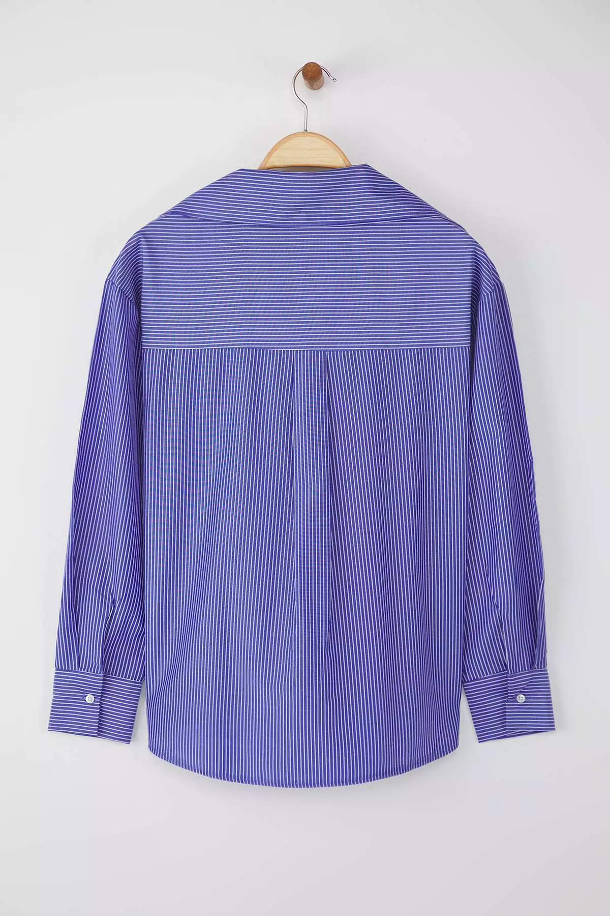 Navy Blue Striped Scarf Tie Shirt