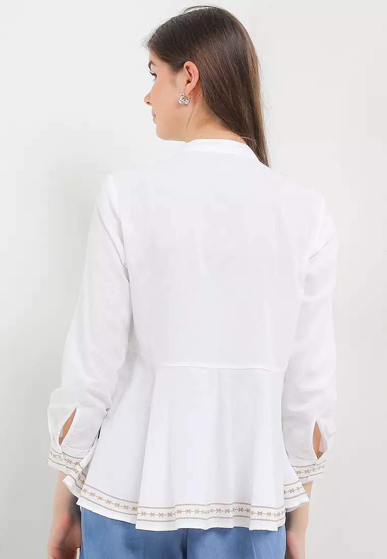 Nc Delika Peplum Embroidered Blouse