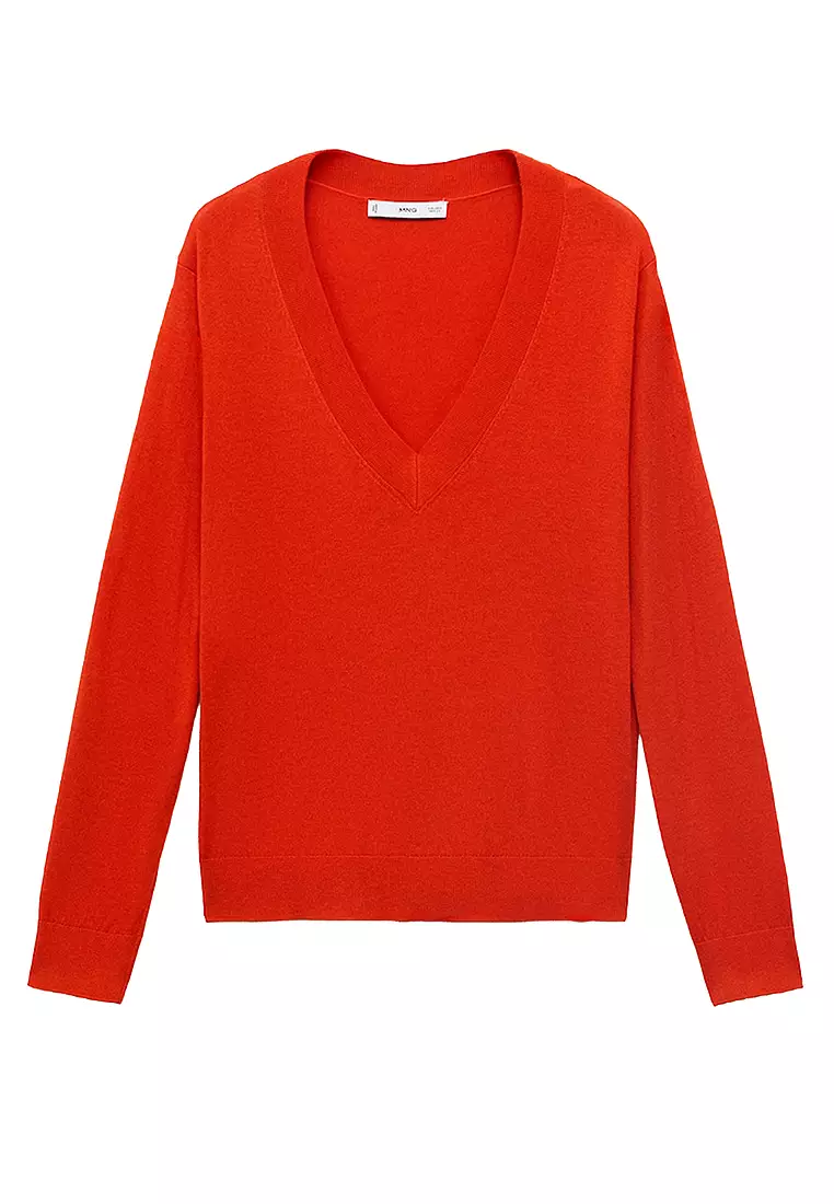 Fine-Knit V-Neck Sweater