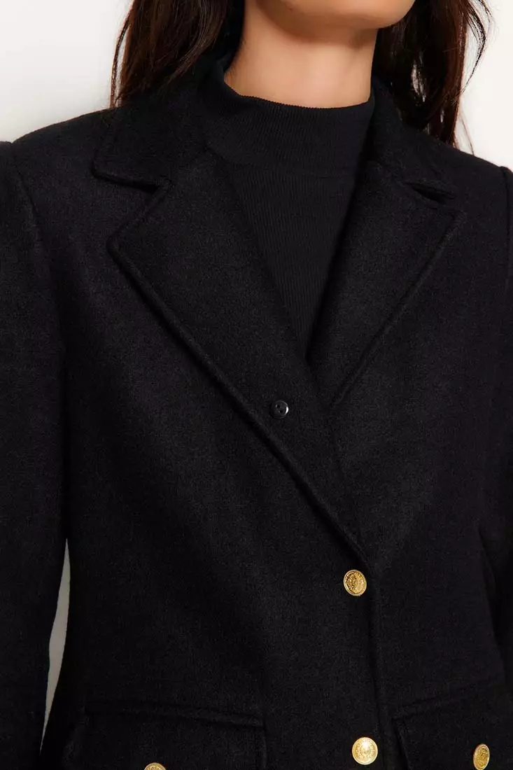 Faux Fur Collar Detail Coat