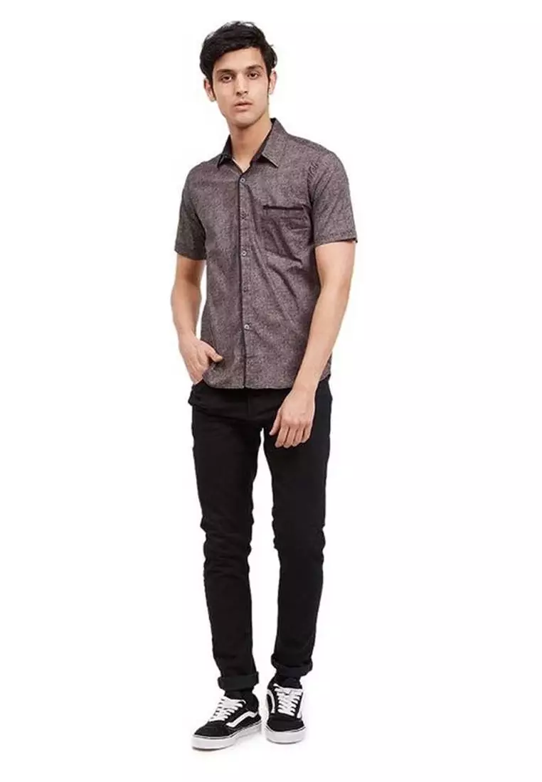 Dwan Shirt Baju Kemeja Pria Design Pastel Atasan Lengan Pendek Premium Quality ORIGINAL - Gray