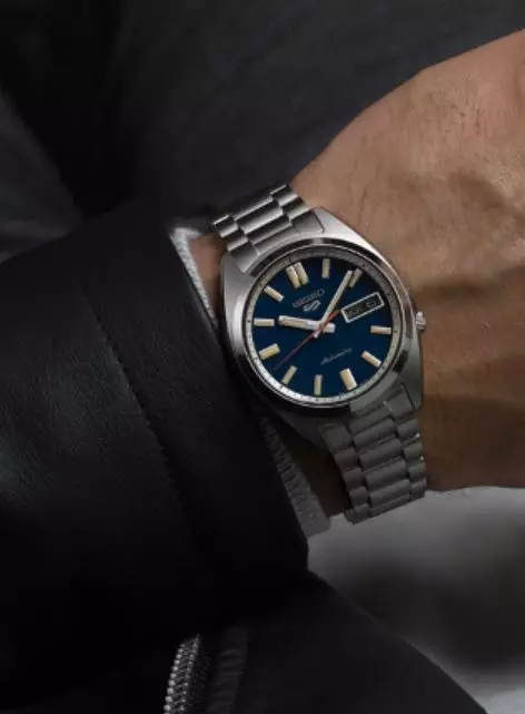 Jam Tangan Pria Seiko 5 Sports SRPK87 SRPK87K1 SNXS Series Strap Stainless Steel Silver Blue Dial Color