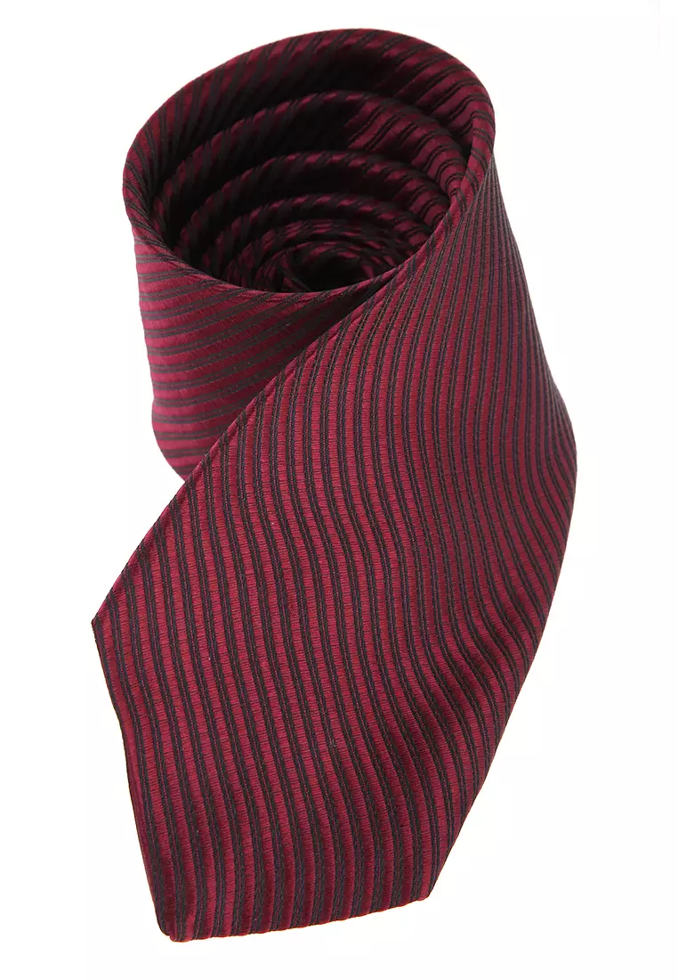 Ocean Dasi Pria Garis Long Line Tie Man Neckwear Aksesoris Fashion Material Polyester ORIGINAL - Dark Maroon