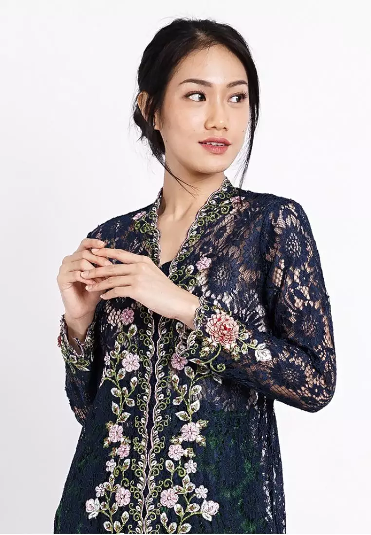 Kebaya Brokat 3D Series In Navy Color