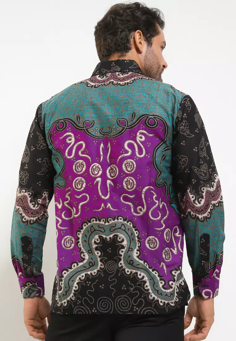 Elenio Kemeja Batik Premium Pria Casual Modern Lengan Panjang