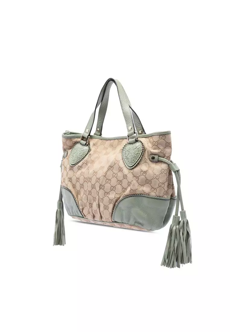二手 Gucci 小號 Gg 帆布 Tribeca 托特包