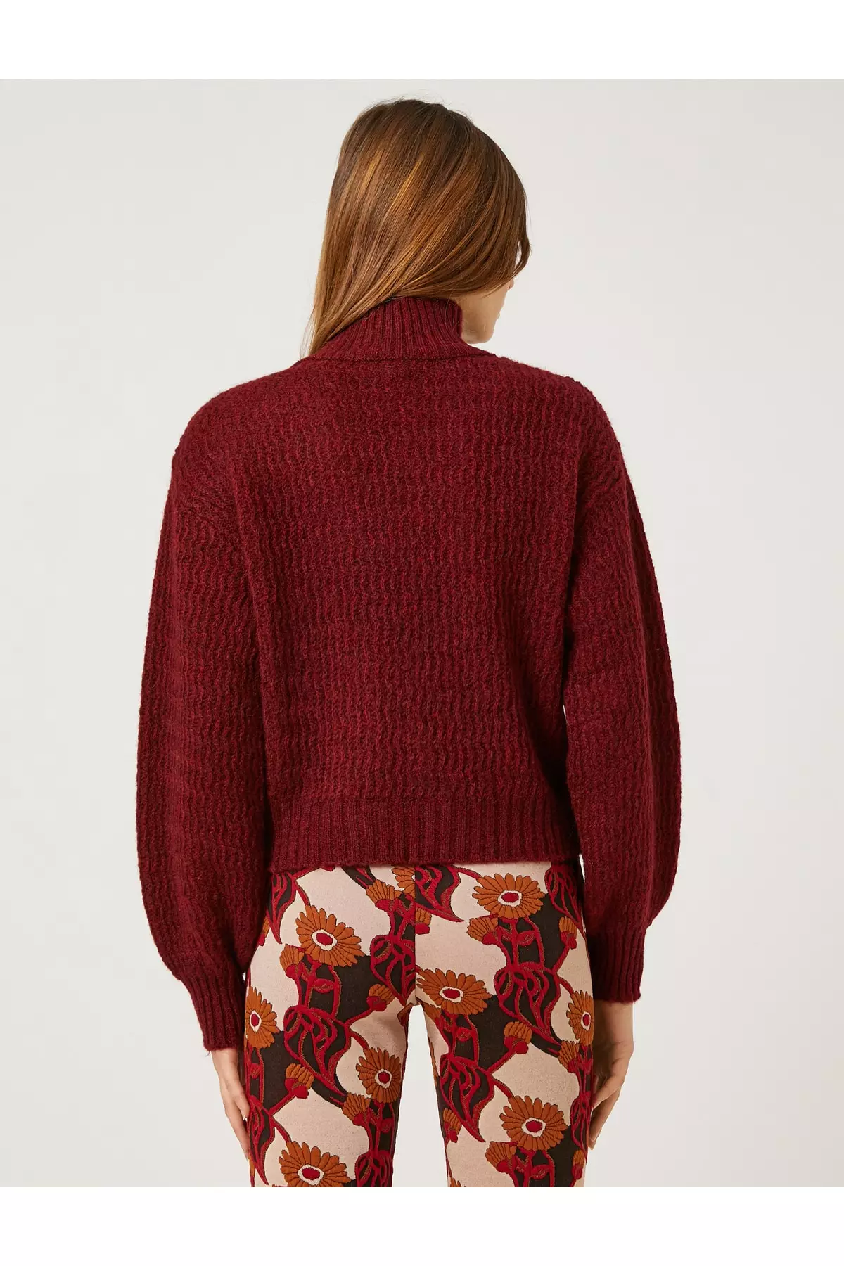 Red balloon sleeve sweater outlet