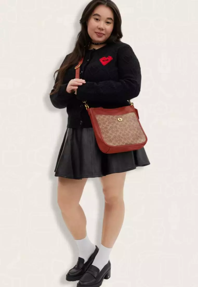 Coach Chaise Crossbody Bag In Signature Canvas Tan Rust