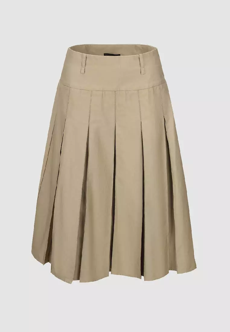 UR春季新款女装都市时髦气质风A字显瘦百褶半裙UWU540011