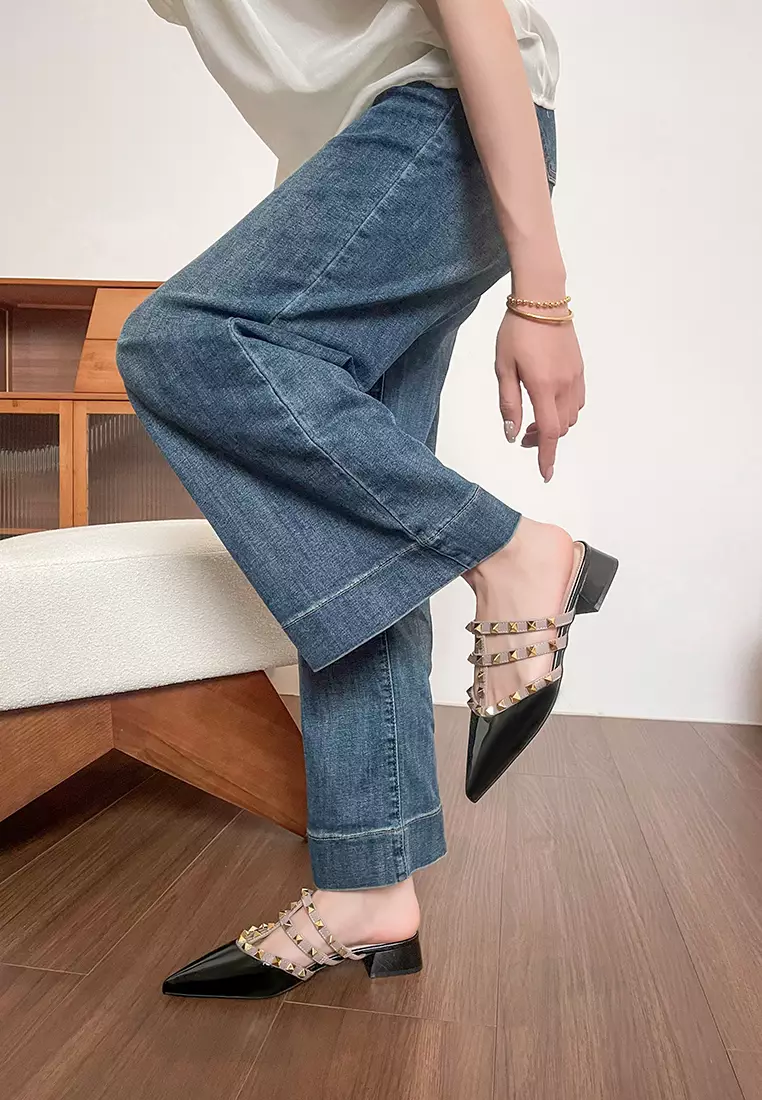 4CM Rivet Strap Mid Heel Shoes WW6163-3