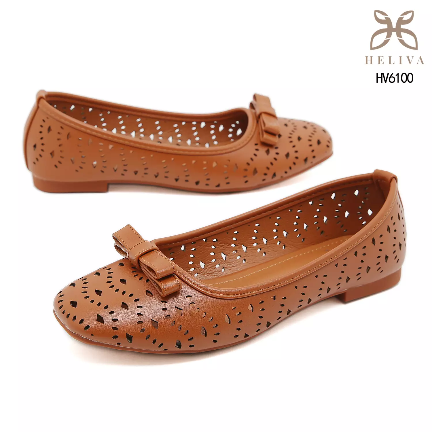 Heliva Lovina Laser-Cut Ballerina Flats with Sweet Bow Accent HV6100