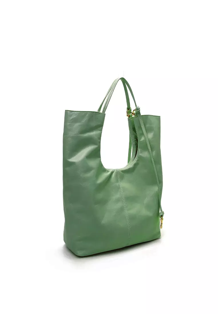 摺疊手提袋 - 復古油蠟翡翠綠色