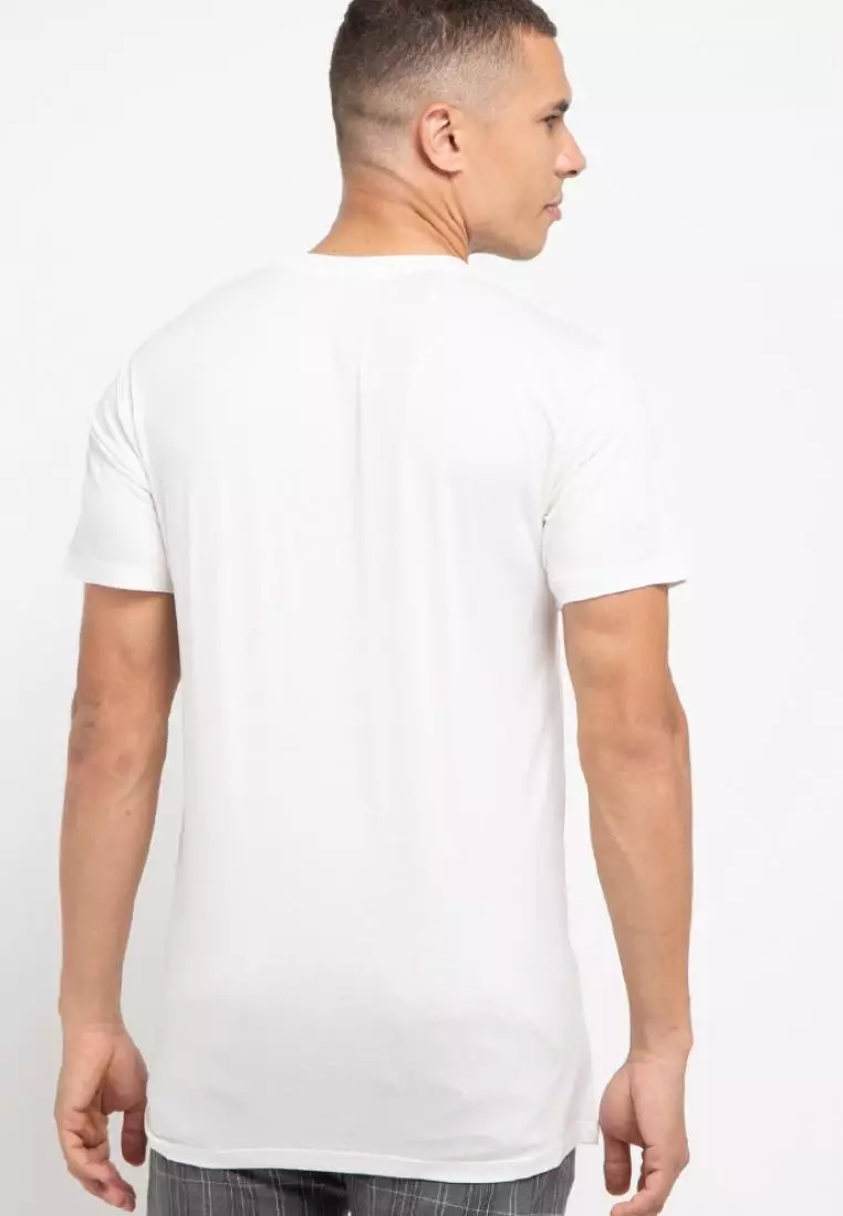 MTG88 kaos pria simple jepang unisex katakana merah inverted putih