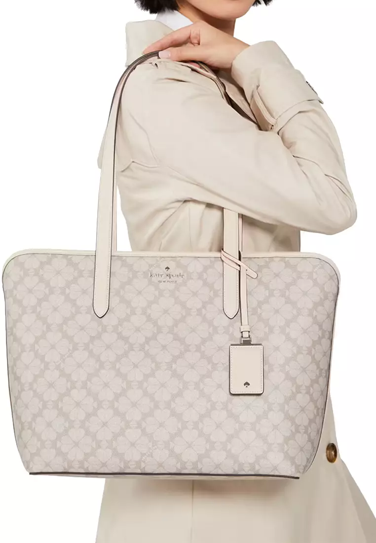 Signature Spade Flower Large Tote in Dark Mushroom Cap Multi KG086