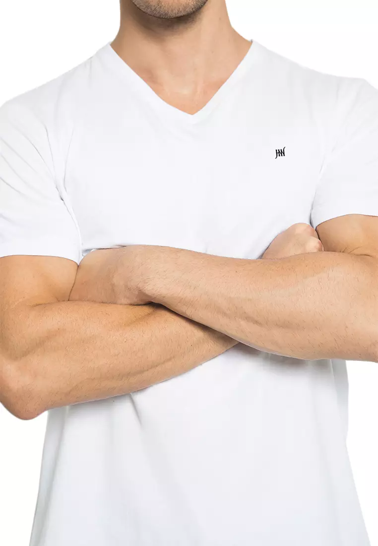 Johnwin - Kaos Pria - Kaos Polos Warna - Kaos Supima 40's - V Neck