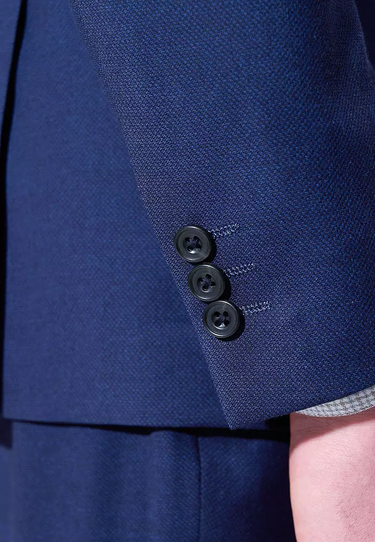 Midnight Blue Textured Tailored Suit