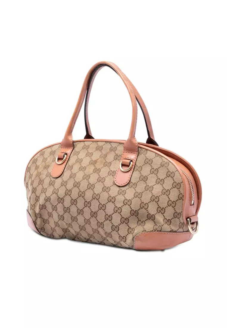 Pre-Loved Gucci Gg Canvas Heart Bit Satchel