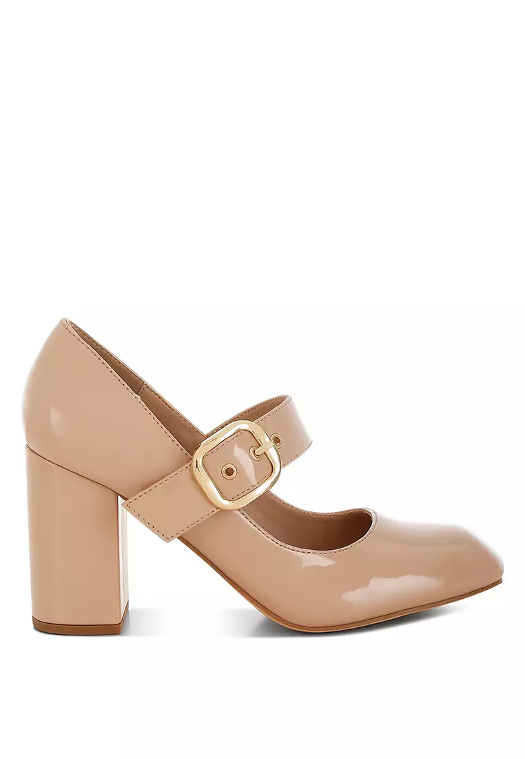 Discount on London Rag  shoes - SKU: Block Heel Mary Jane Sandals in Beige