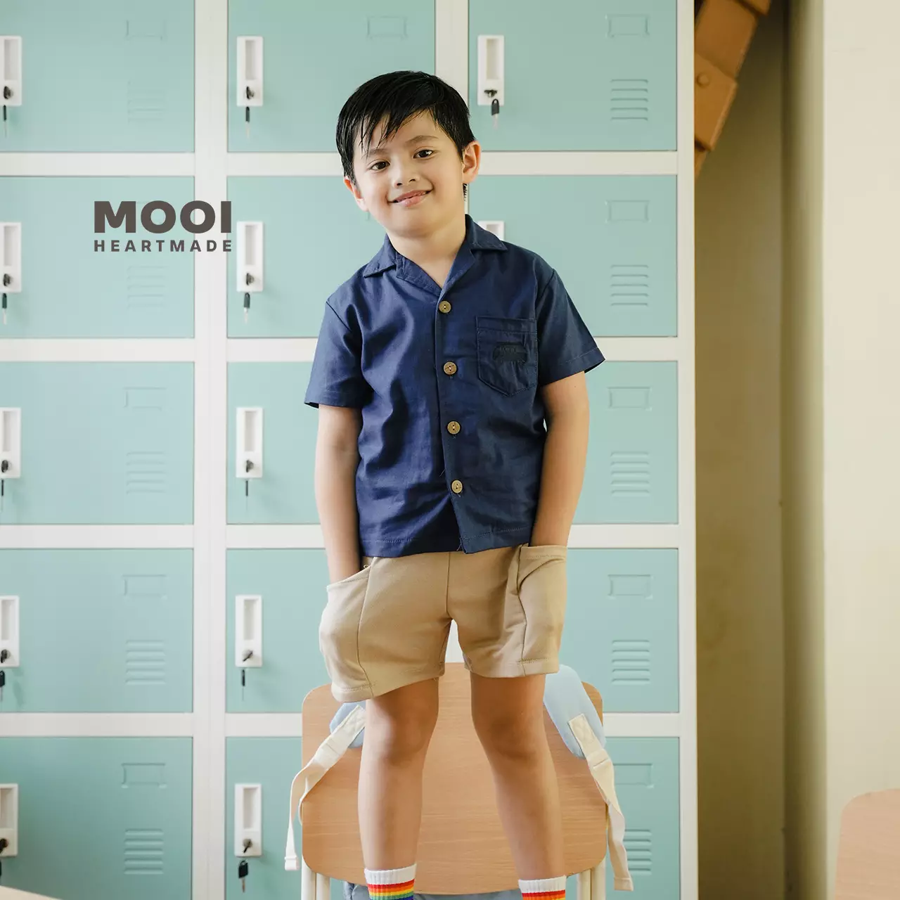 Mooi Kemeja Anak Laki-laki Arka Pocket Shirt - Clary Sage