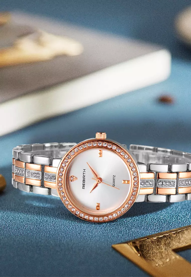 Jam Tangan Wanita Anggun Display Kuarsa Tali stainless steel Atas Bisnis Jam Wanita