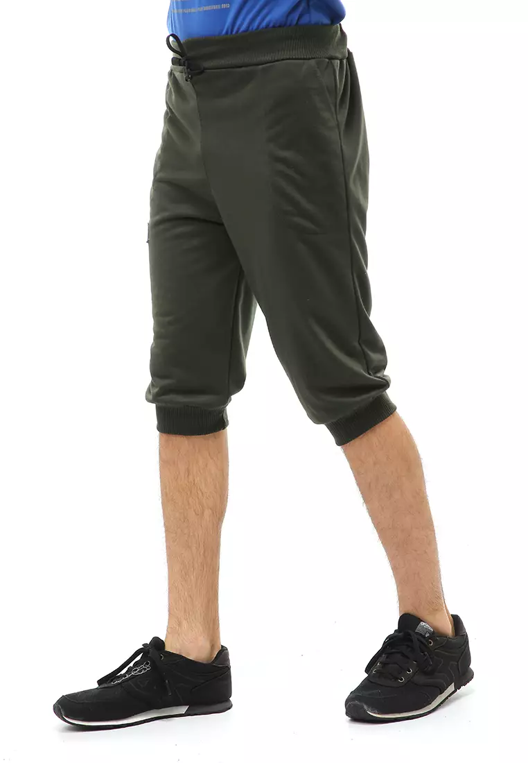 Rishham Short Pants Celana Jogger Pendek Pria Trackpants Material Baby Terry ORIGINAL - Green