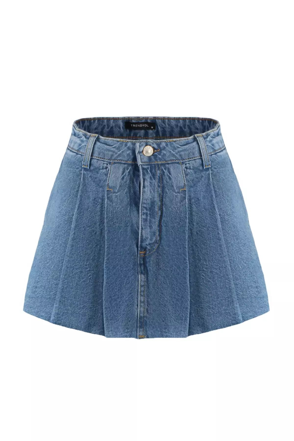 Pleated Denim Skort