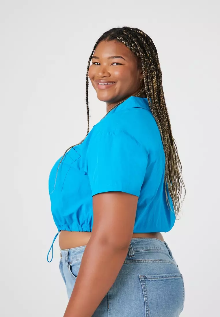 Buy FOREVER 21 Plus Size Toggle Drawstring Cropped Shirt 2024