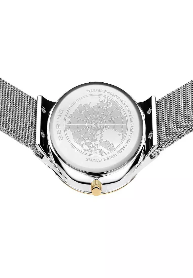 Women's Stainless Steel Mesh Bracelet and Silver Dial Quartz Watch - 12934-010