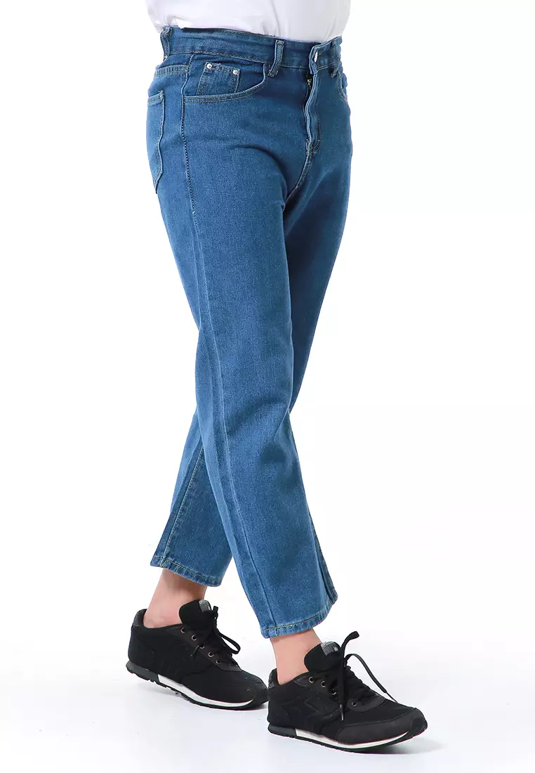 Nemanja Celana Jeans Pria Loose Straight Long Pants Korean Style Material Denim ORIGINAL - Dark Blue