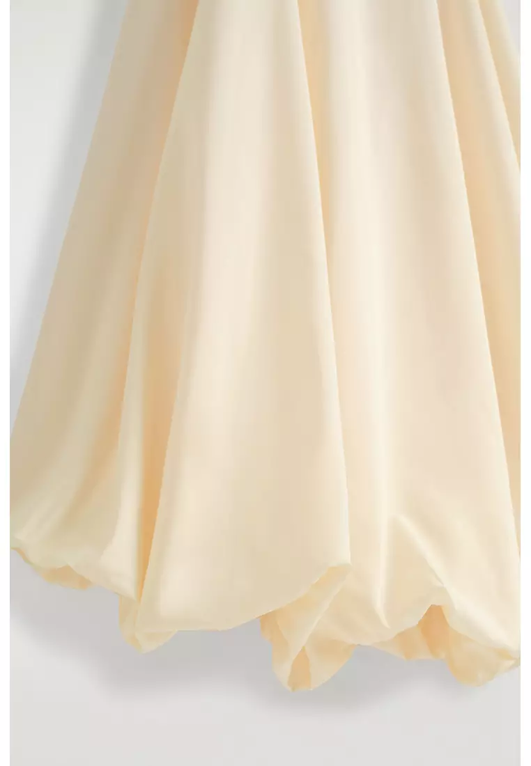 BUBBLE-HEM MIDI DRESS