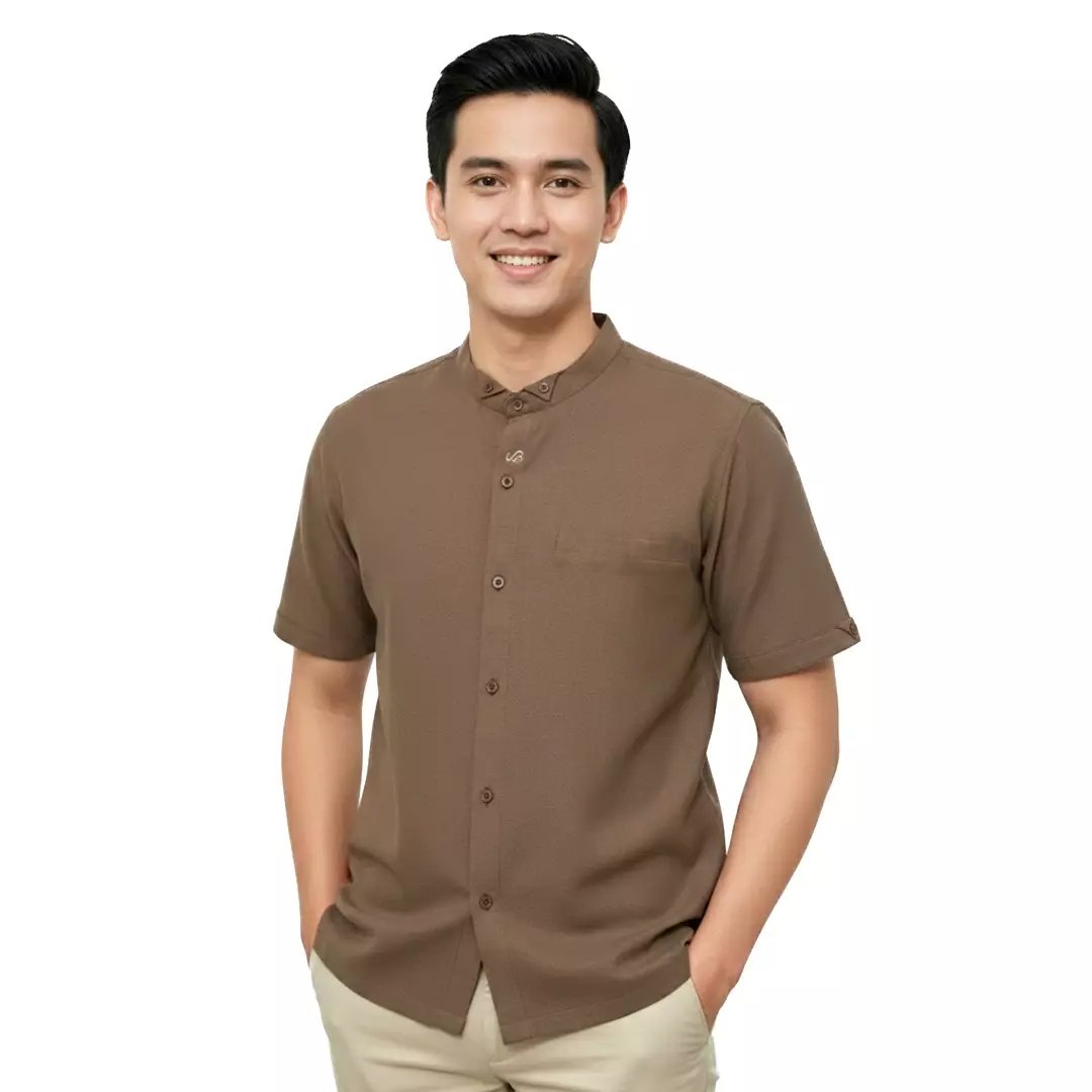 Jual RABBANI Rabbani - Kemeja Koko Lengan Pendek Akarim - Hazelnut ...